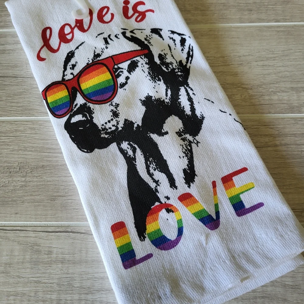 Cuisnart Love‎ is Love Rainbow Dog Sunglasses Dish Towel 16